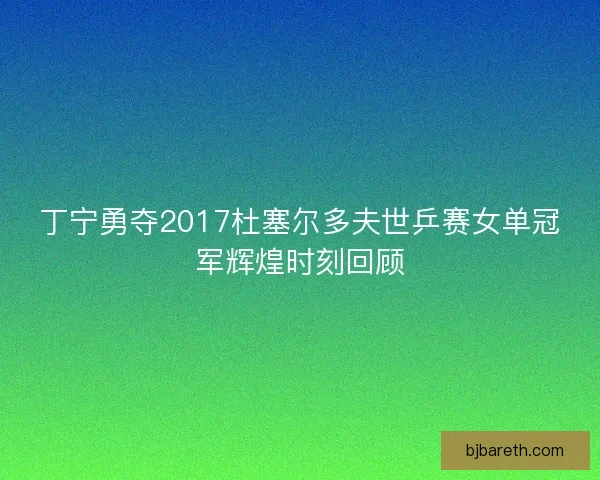 丁宁勇夺2017杜塞尔多夫世乒赛女单冠军辉煌时刻回顾