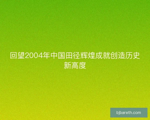 回望2004年中国田径辉煌成就创造历史新高度